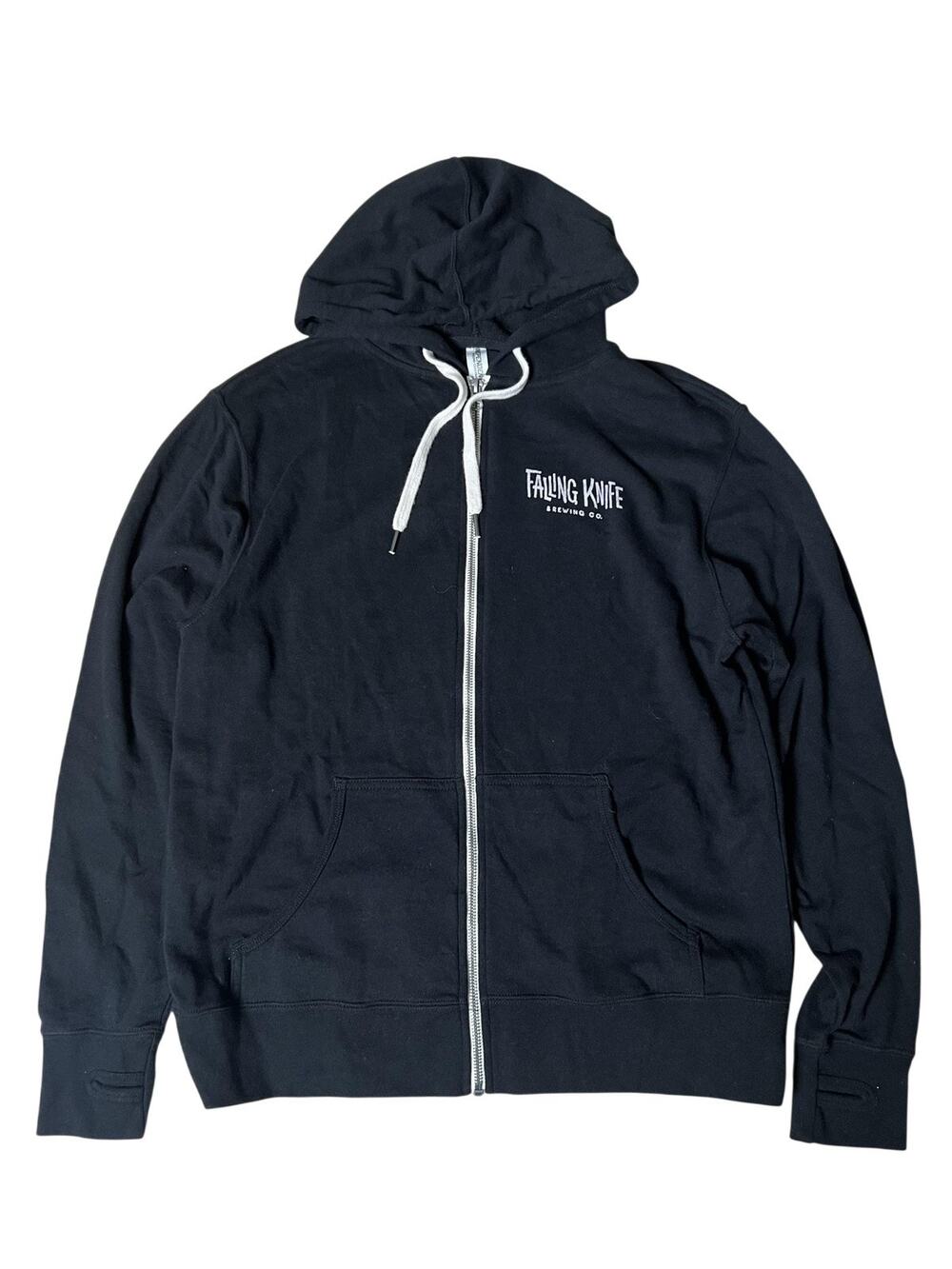 Independent Trading Company Sweater Mens M Black Full Zip Hooded Logo Casual